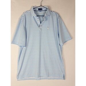 Stitch Polo Shirt Mens L Short‎ Sleeve Blue Striped Golf Club Performance
